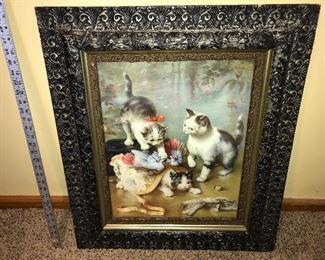 Cat framed print with frame $38.00  (Pick up Only)