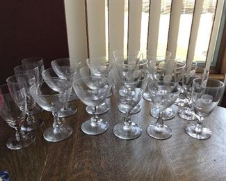 19 Etched Floral Glasses $38.00  (Pick up Only)