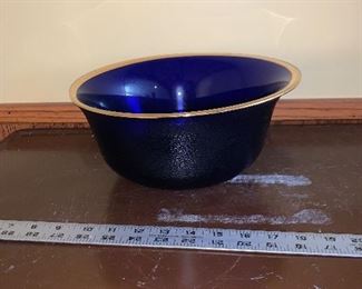 Blue Bowl with gold rim $15.00 (pick up only)