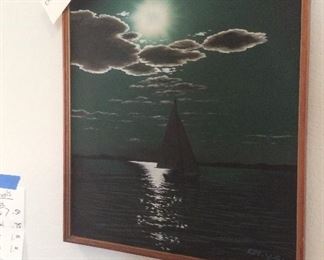Oil painting of sailboat