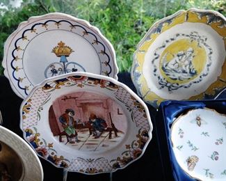 Rear:  Two Antique Majolica Plates - $75 & $125