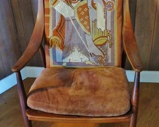 Mid-Century Teak Lounge Chair by Peter Hvidt for John Stuart - canNOT find one with the original avant-garde needlepoint seat back! - $950