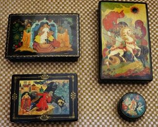 Collection of Fine Russian Painted Boxes - range $58 to $125
