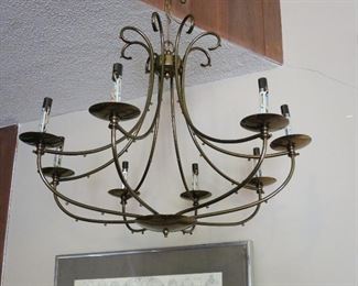 1960's Hollywood Regency Brass Chandelier - $550.  Now has smokey crystals and cones added, found in a box!