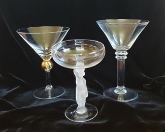 Set 6, French Artes Frosted Crystal Champagne Glasses- $70, SOLD  Rest of crystal glasses still avail!