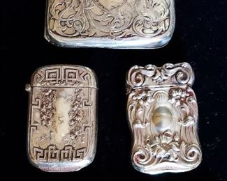 Antique Sterling Cigarette Case: $200;  Antique Sterling Match Safe:  $125;   Antique Silverplate Match Safe - $75: Vintage Wristwatches:  Gruen:  Hamilton; 