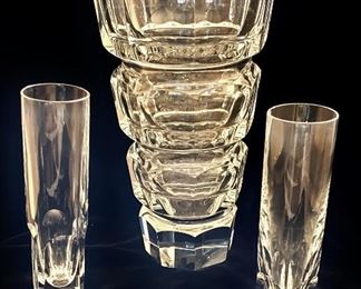 Ceska Deco-Style Block Vase - $95 - SOLD; w/ two Baccarat Bud Vases - $125 each