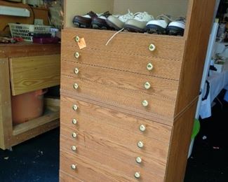 many small drawers, perfect for sewing or small collections such as marbles, pocket knives, etc
