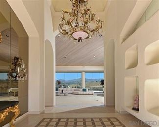 Hanging Chandelier Rock Crystal, Amethyst, Rose Quartz.  62" W X 72" Tall - see VillaMelrose.com for comps! $4000 - priced so well due to buyer paying for removal (Costs appx $2,000) 