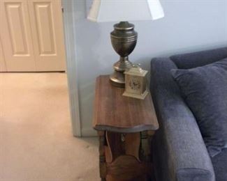 Oak side table with book storage