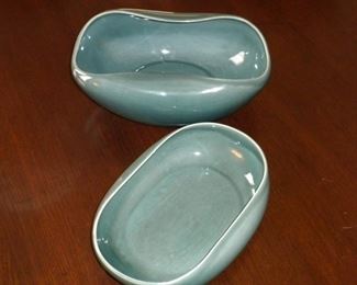 Russel Wright Steubenville American Modern Seafoam 2 serving bowls