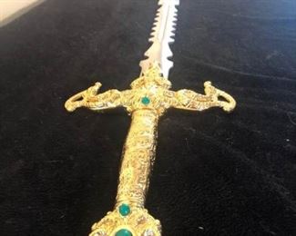 Gold Embossed Medieval Sword with Snake Handle