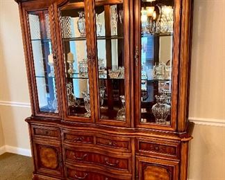 Lighted curio display hutch, China cabinet