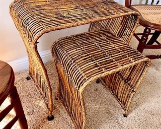 rattan nesting ottomans 