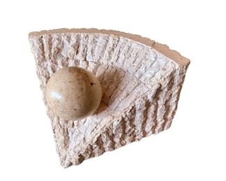 Vintage Geometric glass top contemporary tessellated stone ball coffee table and end table set 