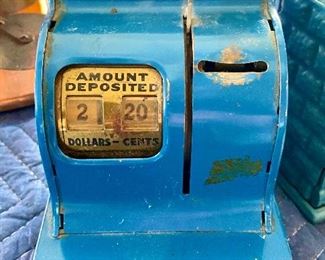 vintage metal cash register coin bank 