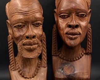 Carved African Busts