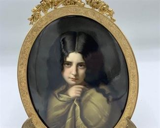 Antique Framed Porcelain Portrait