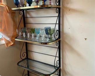 Bakers Rack and Glassware