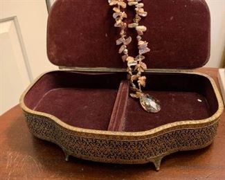 Jewelry Box with Four Rings and Necklace