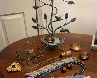 Jewelry Tree Russian Pins and Perfume Pendant