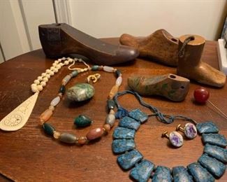 Three Necklaces, Antique Shoe Forms, and More