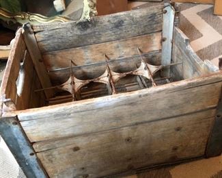 Old French crate. One piece missing on side as shown. 18" x 14" x 10 .5". Metal interior. From France. $35