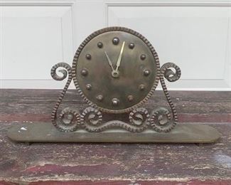 Vintage Art Deco clock. Works. Runs on one battery. Bronze. 14" x 8" $28