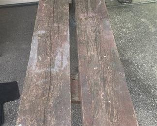 Vintage wood topped, metal legs, potting table Measures 62" x 16" x 29." Industrial look. $45