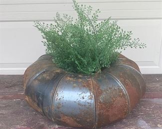 Old rusty venting made into a planter with faux fern plant in center. You are buying both pieces as a set. 19" x 18". Very unique decor or garden item. We love it! $45