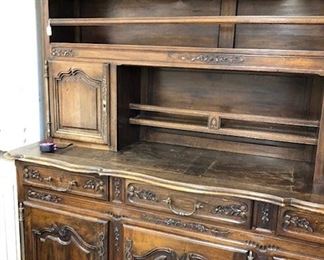 Antique 1800s French Vasselier with small chip on very top right. Measures 71" w, 79 tall and 25" deep. Magnificent piece of antique furniture. $850