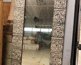 Large floor mirror from antique ceiling tins. In great shape, very sturdy.  46” w x 96” h.  $450