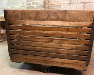 Old factory cart on wheels - add top would make a great island.  40" l x 19.5" d x 33.5" high  $195