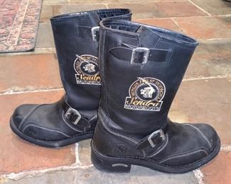 Pair Vintage Sendra Motorcycle Boots, barely worn. Size 10 . From United Kingdom. Regularly sell for $475 a pair. All leather with insignia. $125 (Price reduced from $175)