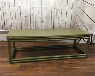 Vintage Green Bamboo coffee table. Measures 48" x 20" x 16" - $35