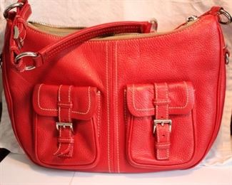 Prada Red Pebble Leather bag
 9.5”h  x 13.25“w  x 2”d	Asking  $120  
