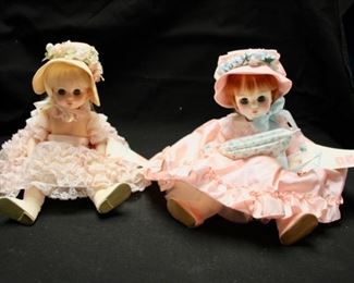 Madame Alexander Doll Lot includes:*				$500

“Marie Antoinette” #2248 w/box, 21”
“Elise” Bride, approx 17”
2 Little Women, Marme” & “Meg”, approx 10”
“Molly” & “Heidi”, approx 12”
Portraits of History – “Napoleon” & “Anthony”, approx 12”
Portraits of Children – “Romeo & Juliet”, “Lucinda” & “Renoir”, approx 12”
Baby Brother & Sister, #4440 & #4445, with their Boxes, approx 13”
“Gone With the Wind”, “Cinderella” & “Sleeping Beauty”, approx 12”
“Sweet Tears” in Christening outfit, approx 13”
“Victoria” cryer?, approx 18”
one small Ginny doll
