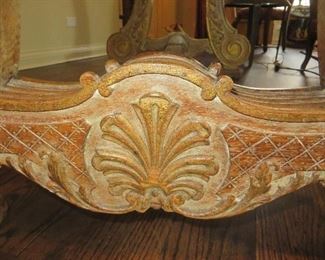 25% 0ff now $670 was $895 Louis XV Library Table Chene Elm Table with Goldleaf Accents Antiques on Old Plank Road H 29 in. x W 37.5 in. x L 69 in.