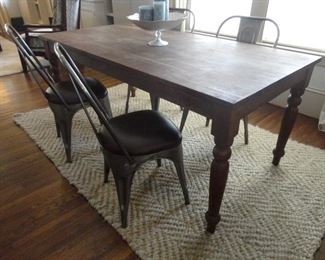 West Elm WoodTable and 4 Metal Chairs 