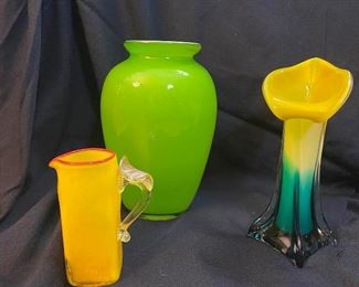 016 Green Glass Vases and More 