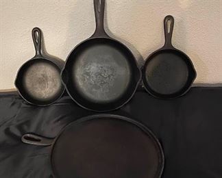 038 Cast Iron Skillets and Griddle 