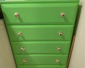 074 Green Painted Dresser and Matching Bookcase 