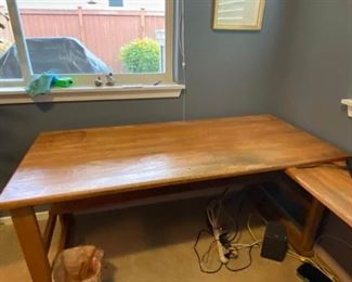 089 L Shaped Oak Desk 