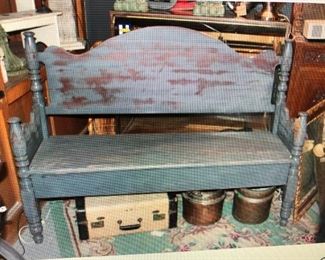 Distressed Finish Headboard Footboard Bench $245.00