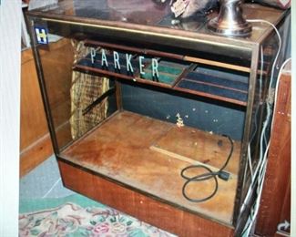Antique Parker Display Counter $350.00 (item located in storage, please contact if interested and we will arrange for the item to be on-site the day of the sale)