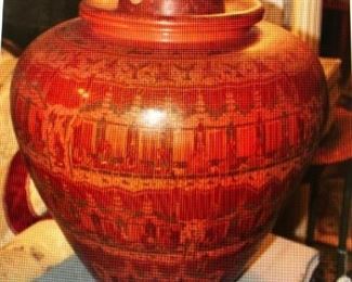 Burmese Lacquer Ware Betel Jar $190.00 ( item located in storage, please contact if interested and we will arrange for the item to be on-site the day of the sale)