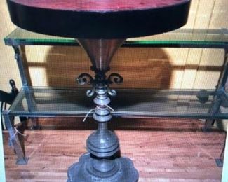 Upcycled Found Objects Drink Table $295.00 (item located in storage, please contact if interested and we will arrange for the item to be on-site the day of the sale)