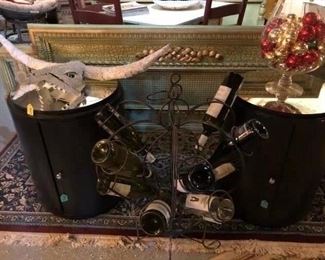 Matching End Tables, Glass Top, Door for Storage $145.00 (item located in storage, please contact if interested and we will arrange for the item to be on-site the day of the sale)