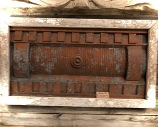 Unique Industrial Wal Art Created from Building Facade and Reclaimed Wood. Galvanized Steel and Wood $425.00