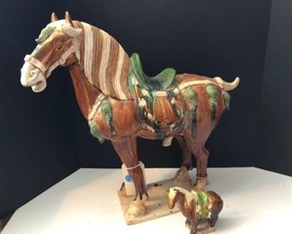 Two Tang Dynasty Style Glazed Pottery Horses $135.00